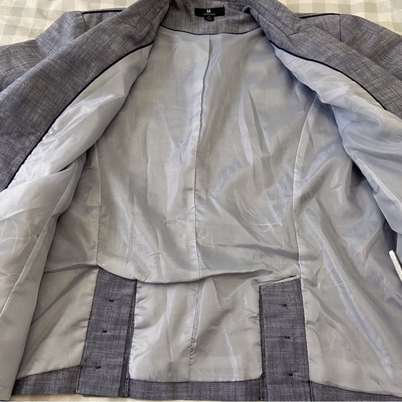 M Collection blazer cotton blend blue vest size 14 denim mix plus size jacket - Picture 10 of 16